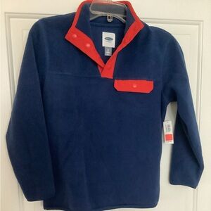 Old Navy Navy Blue & Red Snap Pullover Fleece – Size M (New with Tags)